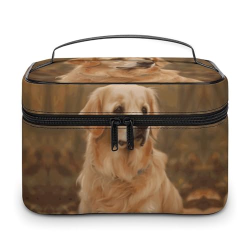 GFLFMXZW Make-up-Tasche, Reise-Kosmetiktasche für Damen, Golden Retriever, Make-up-Tasche für Geldbörse, großer Make-up-Organizer, Empfangstasche, Golden Retriever, 25 x 18 x 15 cm, Kosmetiktasche, von GFLFMXZW