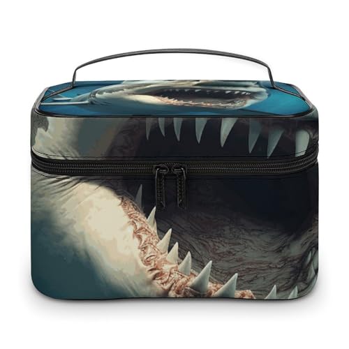 GFLFMXZW Make-up-Tasche, Reise-Kosmetiktasche für Damen, Haifischmund, Make-up-Tasche für Geldbörse, großer Make-up-Organizer, Empfangstasche, Haifischmund, 25 x 18 x 15 cm, Kosmetiktasche, von GFLFMXZW