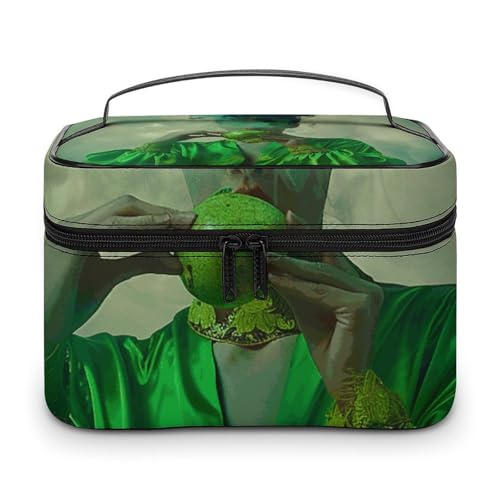 GFLFMXZW Make-up-Tasche, Reise-Kosmetiktasche für Damen, Herren, mit grünem Hemd, Make-up-Tasche für Geldbörse, großer Make-up-Organizer, Empfangstasche, Mann trägt grünes Hemd, 25 x 18 x 15 cm, von GFLFMXZW