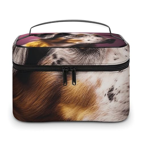 GFLFMXZW Make-up-Tasche, Reise-Kosmetiktasche für Damen, Hundemuster, Make-up-Tasche für Geldbörse, großer Make-up-Organizer, Empfangstasche, Hundemuster, 25 x 18 x 15 cm, Kosmetiktasche, Hundemuster, von GFLFMXZW