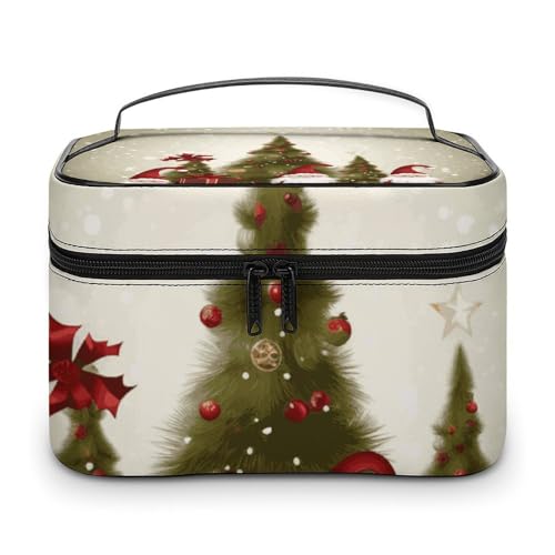 GFLFMXZW Make-up-Tasche, Reise-Kosmetiktasche für Damen, Motiv: Merry Christmas, Make-up-Tasche für Geldbörse, großer Make-up-Organizer, Empfangstasche, Frohe Weihnachten, 25 x 18 x 15 cm, von GFLFMXZW