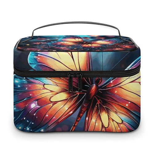 GFLFMXZW Make-up-Tasche, Reise-Kosmetiktasche für Damen, Motiv: Schmetterling in der Milchstraße, Make-up-Tasche für Geldbörse, großer Make-up-Organizer, Empfangstasche, Schmetterling in der von GFLFMXZW