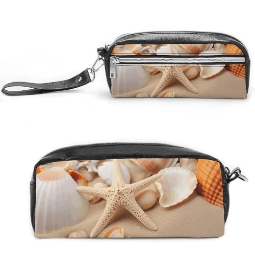 GFLFMXZW Make-up-Tasche, Reise-Kosmetiktasche für Damen, Muscheln, Seestern auf dem Sand, Make-up-Tasche für Geldbörse, großer Make-up-Organizer, Muscheln, Seestern auf dem Sand, 20 x 10 x 5,5 cm, von GFLFMXZW