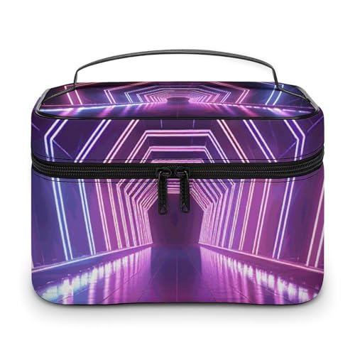 GFLFMXZW Make-up-Tasche, Reise-Kosmetiktasche für Damen, Neonlichter, Tunnel, Make-up-Tasche für Geldbörse, großer Make-up-Organizer, Empfangstasche, Neonlicht-Tunnel, 25 x 18 x 15 cm, Kosmetiktasche, von GFLFMXZW