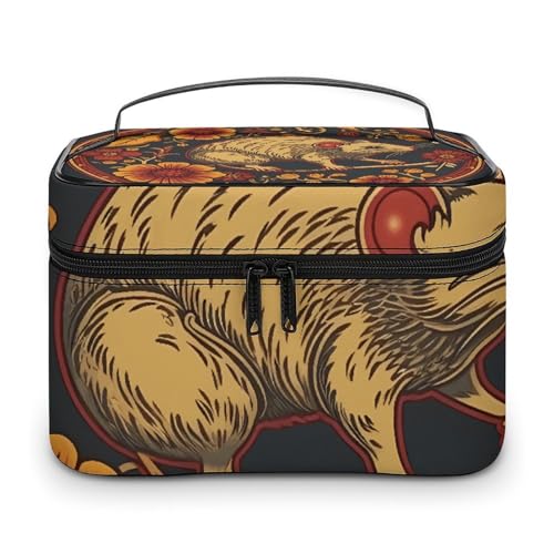 GFLFMXZW Make-up-Tasche, Reise-Kosmetiktasche für Damen, Neujahrsschild mit Make-up-Tasche für Geldbörse, großer Make-up-Organizer, Empfangstasche, Neujahrsschild mit 25 x 18 x 15 cm, Kosmetiktasche, von GFLFMXZW