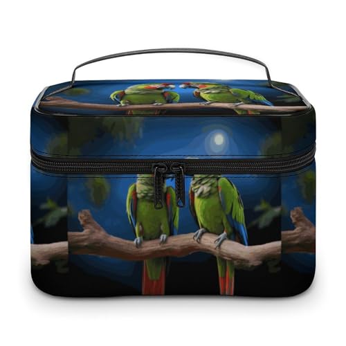 GFLFMXZW Make-up-Tasche, Reise-Kosmetiktasche für Damen, Papageien, Make-up-Tasche für Geldbörse, großer Make-up-Organizer, Empfangstasche, Papageien, 25 x 18 x 15 cm, Kosmetiktasche, Papageien, von GFLFMXZW