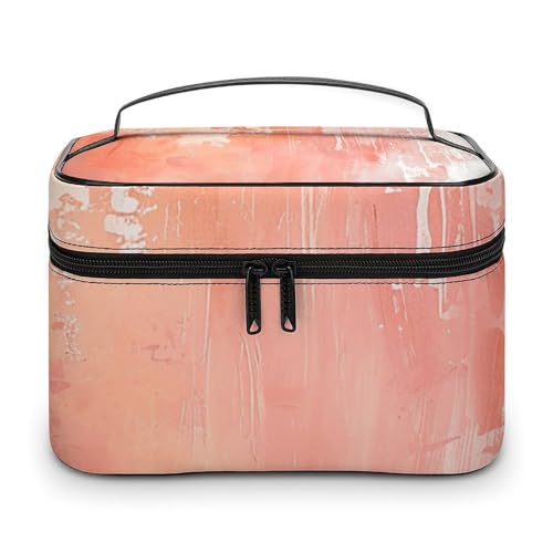 GFLFMXZW Make-up-Tasche, Reise-Kosmetiktasche für Damen, Pfirsich-Stil, Make-up-Tasche für Geldbörse, großer Make-up-Organizer, Empfangstasche, Pfirsich-Stil, Bild, 25 x 18 x 15 cm, Kosmetiktasche, von GFLFMXZW