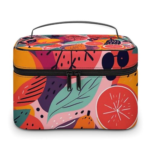 GFLFMXZW Make-up-Tasche, Reise-Kosmetiktasche für Damen, Pfirsichfrüchte, verstreute Make-up-Tasche für Geldbörse, großer Make-up-Organizer, Empfangstasche, Pfirsichfrüchte, verstreut, 25 x 18 x 15 von GFLFMXZW