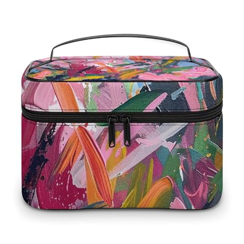 GFLFMXZW Make-up-Tasche, Reise-Kosmetiktasche für Damen, Pfirsichgarten-Muster, Make-up-Tasche für Geldbörse, großer Make-up-Organizer, Empfangstasche, Pfirsich-Gartenmuster, 25 x 18 x 15 cm, von GFLFMXZW