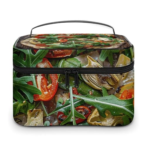 GFLFMXZW Make-up-Tasche, Reise-Kosmetiktasche für Damen, Pizza mit rotem Pfeffer, Make-up-Tasche für Geldbörse, großer Make-up-Organizer, Empfangstasche, Pizza mit rotem Pfeffer, 25 x 18 x 15 cm, von GFLFMXZW
