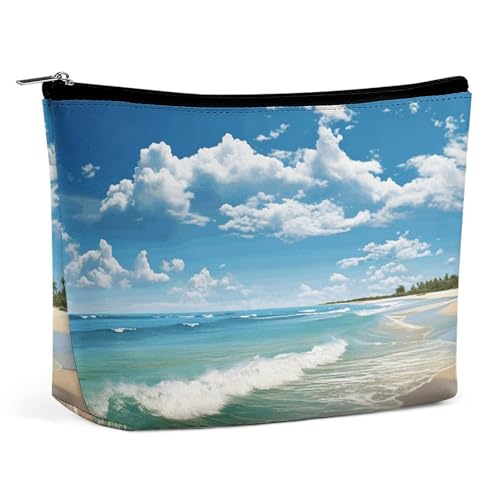 GFLFMXZW Make-up-Tasche, Reise-Kosmetiktasche für Damen, Sandstrand, Make-up-Tasche für Geldbörse, großer Make-up-Organizer, Sandstrand, Einheitsgröße, Kosmetiktasche, Sandstrand, Einheitsgröße, von GFLFMXZW