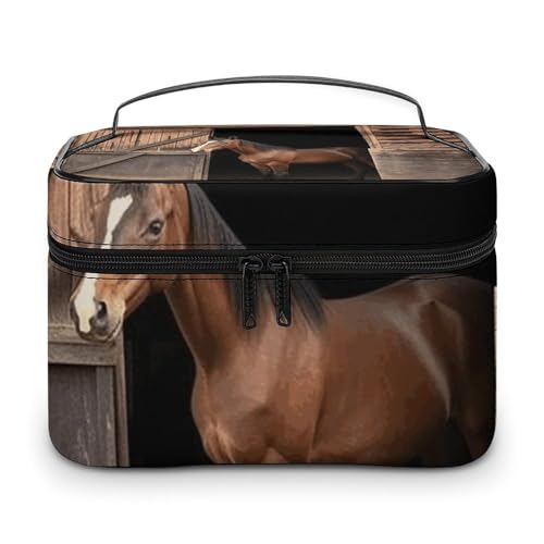 GFLFMXZW Make-up-Tasche, Reise-Kosmetiktasche für Damen, Scheunenpferd, Make-up-Tasche für Geldbörse, großer Make-up-Organizer, Empfangstasche, Scheunenpferd, 25 x 18 x 15 cm, Kosmetiktasche, von GFLFMXZW