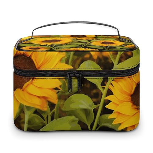 GFLFMXZW Make-up-Tasche, Reise-Kosmetiktasche für Damen, Sonnenblume, Make-up-Tasche für Geldbörse, großer Make-up-Organizer, Empfangstasche, Sonnenblume, 25 x 18 x 15 cm, Kosmetiktasche, Sonnenblume, von GFLFMXZW