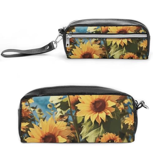 GFLFMXZW Make-up-Tasche, Reise-Kosmetiktasche für Damen, Sonnenblumen und Schmetterlinge, Make-up-Tasche für Geldbörse, großer Make-up-Organizer, Sonnenblumen und Schmetterlinge, 20 x 10 x 5,5 cm, von GFLFMXZW