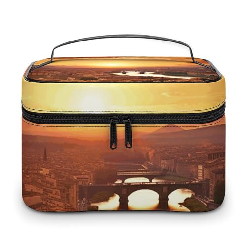 GFLFMXZW Make-up-Tasche, Reise-Kosmetiktasche für Damen, Sonnenuntergang-Ansicht, Make-up-Tasche für Geldbörse, großer Make-up-Organizer, Empfangstasche, Sonnenuntergang-Ansicht, 25 x 18 x 15 cm, von GFLFMXZW