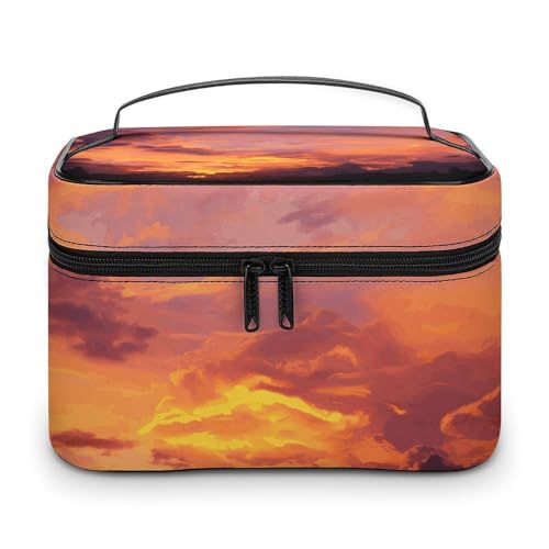 GFLFMXZW Make-up-Tasche, Reise-Kosmetiktasche für Damen, Sonnenuntergang bei Dämmerung, Make-up-Tasche für Geldbörse, großer Make-up-Organizer, Empfangstasche, Sonnenuntergang bei Dämmerung, 25 x 18 x von GFLFMXZW