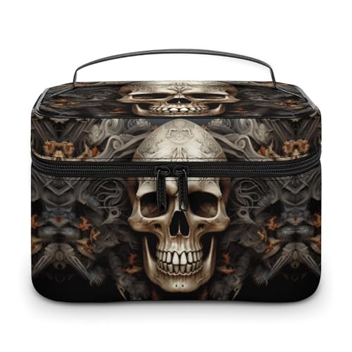GFLFMXZW Make-up-Tasche, Reise-Kosmetiktasche für Damen, Totenköpfe, Make-up-Tasche für Geldbörse, großer Make-up-Organizer, Empfangstasche, Totenköpfe, 25 x 18 x 15 cm, Kosmetiktasche, totenköpfe, von GFLFMXZW