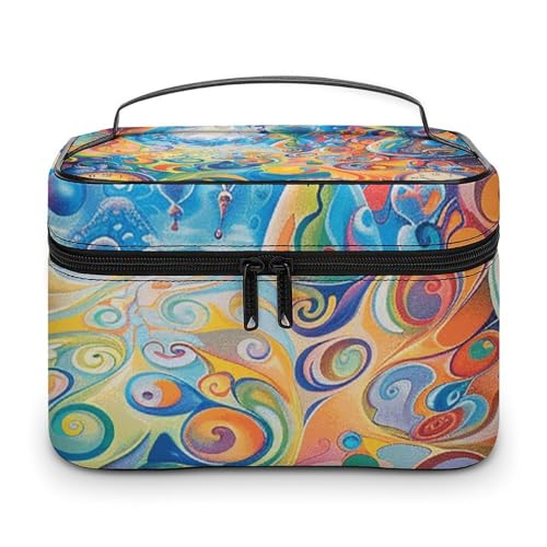 GFLFMXZW Make-up-Tasche, Reise-Kosmetiktasche für Damen, Uhr und Sanduhr, Make-up-Tasche für Geldbörse, großer Make-up-Organizer, Empfangstasche, Uhr und Sanduhr, 25 x 18 x 15 cm, Kosmetiktasche, Uhr von GFLFMXZW