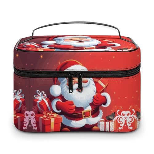 GFLFMXZW Make-up-Tasche, Reise-Kosmetiktasche für Damen, Weihnachtsmann, Weihnachtsgeschenk, Make-up-Tasche für Geldbörse, großer Make-up-Organizer, Empfangstasche, Weihnachtsgeschenk, 25 x 18 x 15 von GFLFMXZW