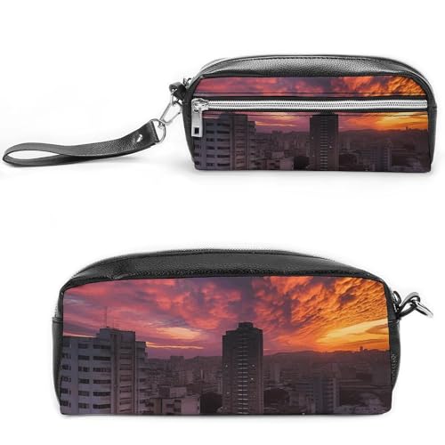 GFLFMXZW Make-up-Tasche, Reise-Kosmetiktasche für Damen, Wohnung bei Sonnenuntergang, Make-up-Tasche für Geldbörse, großer Make-up-Organizer, Wohnung bei Sonnenuntergang, 20 x 10 x 5,5 cm, von GFLFMXZW
