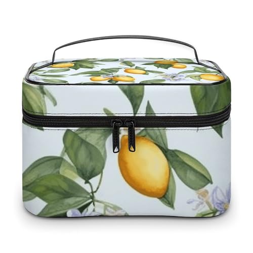 GFLFMXZW Make-up-Tasche, Reise-Kosmetiktasche für Damen, Zitronenmuster, Make-up-Tasche für Geldbörse, großer Make-up-Organizer, Empfangstasche, Zitronenmuster, 25 x 18 x 15 cm, Kosmetiktasche, von GFLFMXZW