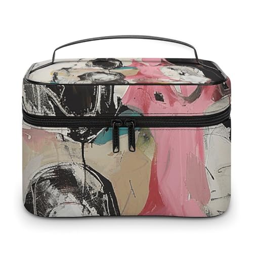 GFLFMXZW Make-up-Tasche, Reise-Kosmetiktasche für Damen, abstrakte Malerei, Make-up-Tasche für Geldbörse, großer Make-up-Organizer, Empfangstasche, abstraktes Gemälde, 25 x 18 x 15 cm, Kosmetiktasche, von GFLFMXZW