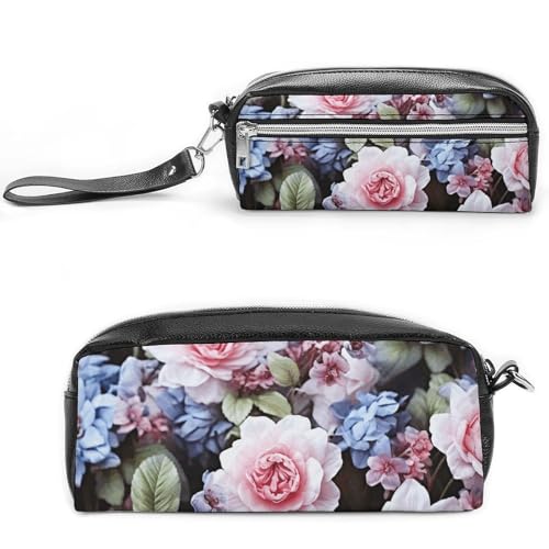 GFLFMXZW Make-up-Tasche, Reise-Kosmetiktasche für Damen, blaue Blumen, Make-up-Tasche für Geldbörse, großer Make-up-Organizer, blaue Blumen, 20 x 10 x 5,5 cm, Kosmetiktasche, blaue blumen, von GFLFMXZW