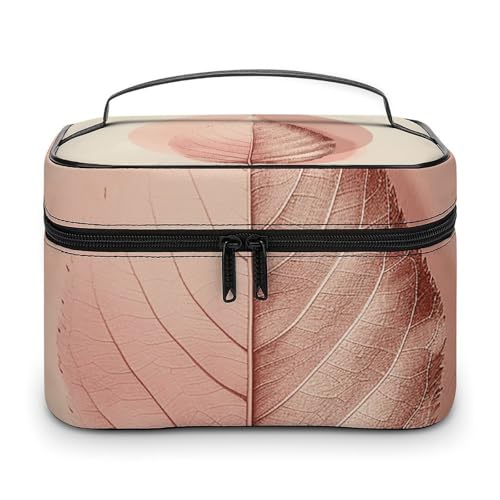 GFLFMXZW Make-up-Tasche, Reise-Kosmetiktasche für Damen, ein Pfirsichblatt-Make-up-Tasche für Geldbörse, großer Make-up-Organizer, Empfangstasche, ein Pfirsichblatt, 25 x 18 x 15 cm, Kosmetiktasche, von GFLFMXZW