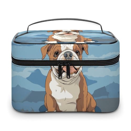 GFLFMXZW Make-up-Tasche, Reise-Kosmetiktasche für Damen, englische Bulldogge, Make-up-Tasche für Geldbörse, großer Make-up-Organizer, Empfangstasche, englische Bulldogge, 25 x 18 x 15 cm, von GFLFMXZW