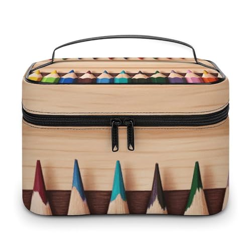 GFLFMXZW Make-up-Tasche, Reise-Kosmetiktasche für Damen, farbige Stifte, Make-up-Tasche für Geldbörse, großer Make-up-Organizer, Empfangstasche, farbiger Stift, 25 x 18 x 15 cm, Kosmetiktasche, von GFLFMXZW