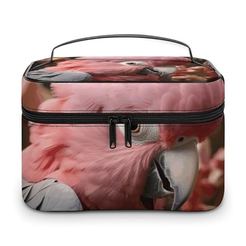 GFLFMXZW Make-up-Tasche, Reise-Kosmetiktasche für Damen, grauer Kakadu, Make-up-Tasche für Geldbörse, großer Make-up-Organizer, Empfangstasche, grauer Kakadu, 25 x 18 x 15 cm, Kosmetiktasche, Grauer von GFLFMXZW