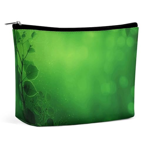 GFLFMXZW Make-up-Tasche, Reise-Kosmetiktasche für Damen, grüner Hintergrund, Make-up-Tasche für Geldbörse, großer Make-up-Organizer, grüner Hintergrund, Einheitsgröße, Kosmetiktasche, Grüner von GFLFMXZW