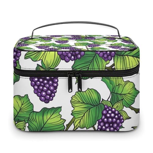 GFLFMXZW Make-up-Tasche, Reise-Kosmetiktasche für Damen, handgezeichnete Maulbeeren, Make-up-Tasche für Geldbörse, großer Make-up-Organizer, Empfangstasche, handgezeichnete Maulbeeren, 25 x 18 x 15 von GFLFMXZW