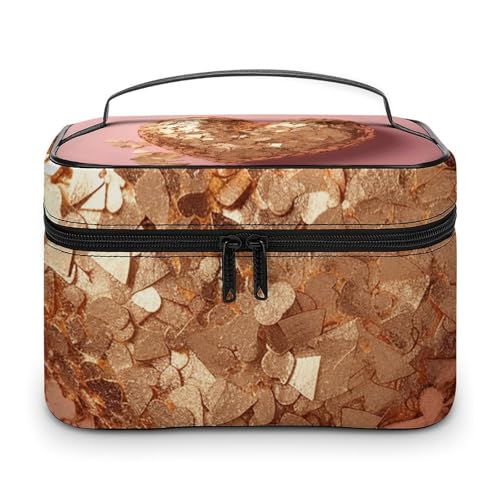 GFLFMXZW Make-up-Tasche, Reise-Kosmetiktasche für Damen, herzförmiges Modell, Make-up-Tasche für Geldbörse, großer Make-up-Organizer, Empfangstasche, herzförmiges Modell, 25 x 18 x 15 cm, von GFLFMXZW
