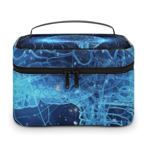 GFLFMXZW Make-up-Tasche, Reise-Kosmetiktasche für Damen, künstliche Intelligenz, Gehirn, Make-up-Tasche für Geldbörse, großer Make-up-Organizer, Empfangstasche, künstliche Intelligenz, Gehirn, 25 x 18 von GFLFMXZW