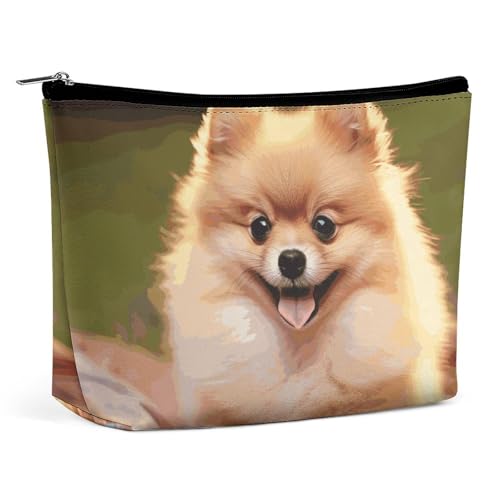 GFLFMXZW Make-up-Tasche, Reise-Kosmetiktasche für Damen, kurzhaarig, Pomeranian Make-up-Tasche für Geldbörse, großer Make-up-Organizer, kurzhaariger Zwergspitz, Einheitsgröße, Kosmetiktasche, von GFLFMXZW