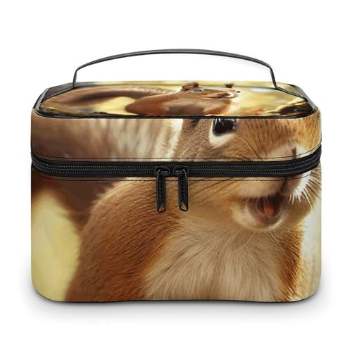 GFLFMXZW Make-up-Tasche, Reise-Kosmetiktasche für Damen, lustige Eichhörnchen-Make-up-Tasche für Geldbörse, großer Make-up-Organizer, Empfangstasche, lustiges Eichhörnchen, 25 x 18 x 15 cm, von GFLFMXZW