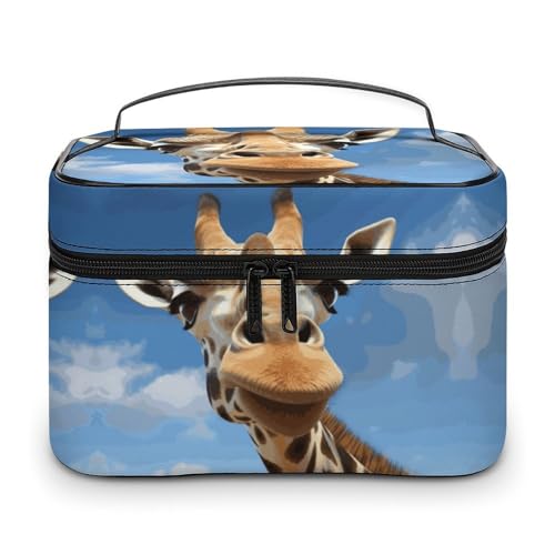 GFLFMXZW Make-up-Tasche, Reise-Kosmetiktasche für Damen, lustige Giraffe, Make-up-Tasche für Geldbörse, großer Make-up-Organizer, Empfangstasche, lustige Giraffe, 25 x 18 x 15 cm, Kosmetiktasche, von GFLFMXZW