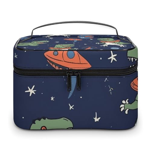 GFLFMXZW Make-up-Tasche, Reise-Kosmetiktasche für Damen, lustiger Astronaut, Dinosaurier, Rakete, Make-up-Tasche für Geldbörse, großer Make-up-Organizer, Tasche, lustiger Astronaut, Dinosaurier, von GFLFMXZW
