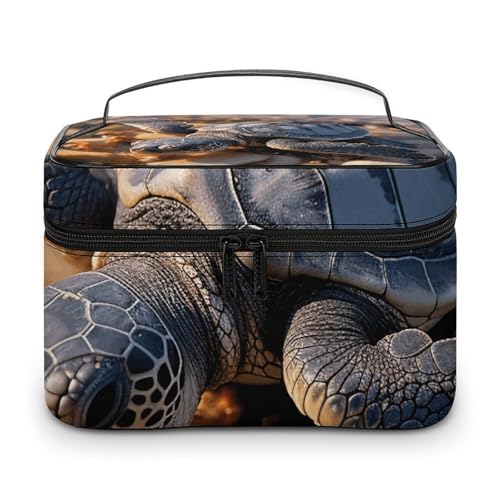 GFLFMXZW Make-up-Tasche, Reise-Kosmetiktasche für Damen, niedliche Meeresschildkröte, gekrabbelte Make-up-Tasche für Geldbörse, großer Make-up-Organizer, Tasche, Empfangstasche, niedliche von GFLFMXZW