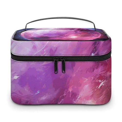 GFLFMXZW Make-up-Tasche, Reise-Kosmetiktasche für Damen, pfirsichfarbene und violette Kugeln, Make-up-Tasche für Geldbörse, großer Make-up-Organizer, Empfangstasche, pfirsichfarbene und violette von GFLFMXZW