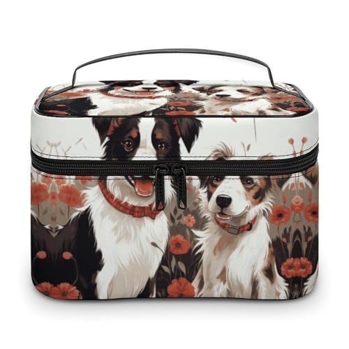 GFLFMXZW Make-up-Tasche, Reise-Kosmetiktasche für Damen, schöne Hunde, Make-up-Tasche für Geldbörse, großer Make-up-Organizer, Empfangstasche, schöne Hunde, 25 x 18 x 15 cm, Kosmetiktasche, Schöne von GFLFMXZW