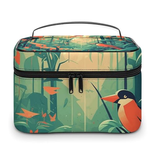 GFLFMXZW Make-up-Tasche, Reise-Kosmetiktasche für Damen, tropisches Haarmuster, Make-up-Tasche für Geldbörse, großer Make-up-Organizer, Empfangstasche, tropisches Rautenmuster, 25 x 18 x 15 cm, von GFLFMXZW