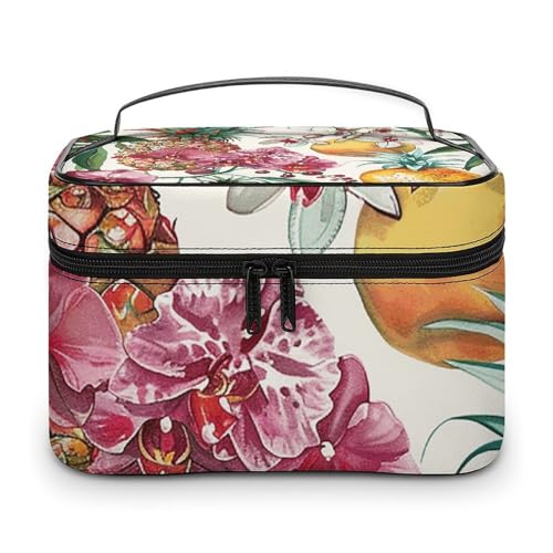 GFLFMXZW Make-up-Tasche, Reise-Kosmetiktasche für Damen, tropisches Obstmuster, Make-up-Tasche für Geldbörse, großer Make-up-Organizer, Empfangstasche, tropisches Obstmuster, 25 x 18 x 15 cm, von GFLFMXZW