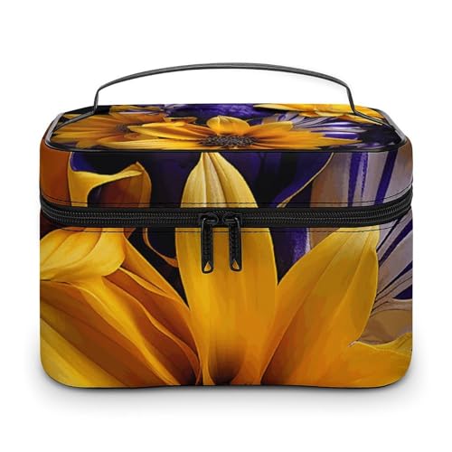 GFLFMXZW Make-up-Tasche, Reise-Kosmetiktasche für Damen, umweltfreundliche Blumen, Make-up-Tasche für Geldbörse, großer Make-up-Organizer, Empfangstasche, umweltfreundliche Blumen, 25 x 18 x 15 cm, von GFLFMXZW