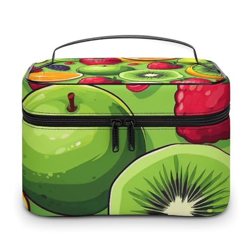 GFLFMXZW Make-up-Tasche, Reise-Kosmetiktasche für Damen, verschiedene Früchte, Make-up-Tasche für Geldbörse, großer Make-up-Organizer, Empfangstasche, verschiedene Früchte, 25 x 18 x 15 cm, von GFLFMXZW