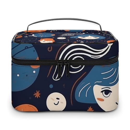 GFLFMXZW Make-up-Tasche, Reise-Kosmetiktasche für Damen, verschiedene Planeten, Make-up-Tasche für Geldbörse, großer Make-up-Organizer, Empfangstasche, verschiedene Planeten, 25 x 18 x 15 cm, von GFLFMXZW