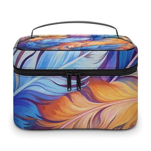 GFLFMXZW Make-up-Tasche, Reise-Kosmetiktasche für Damen, voller Federn, Make-up-Tasche für Geldbörse, großer Make-up-Organizer, Empfangstasche, voller Federn, 25 x 18 x 15 cm, Kosmetiktasche, Voller von GFLFMXZW