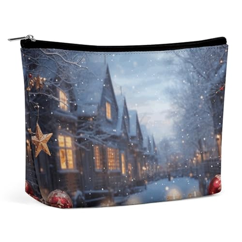 GFLFMXZW Make-up-Tasche, Reise-Kosmetiktasche für Damen, weihnachtliche Atmosphäre, Make-up-Tasche für Geldbörse, große Make-up-Organizer, Weihnachtsatmosphäre, Einheitsgröße, Kosmetiktasche, von GFLFMXZW