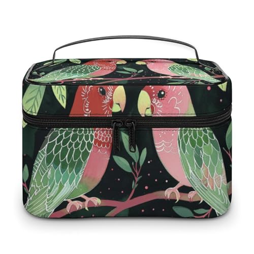 GFLFMXZW Make-up-Tasche, Reise-Kosmetiktasche für Damen, zwei Vögel auf dem Ast, Make-up-Tasche für Geldbörse, großer Make-up-Organizer, Empfangstasche, zwei Vögel auf dem Ast, 25 x 18 x 15 cm, von GFLFMXZW